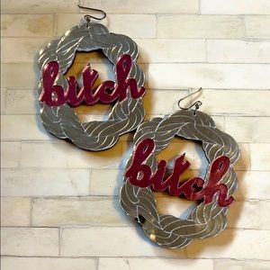 b*tch door knocker mirror earring NEIVZ